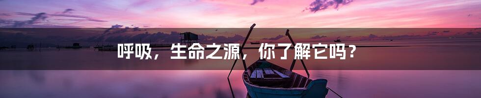 呼吸,生命之源,你了解它吗?