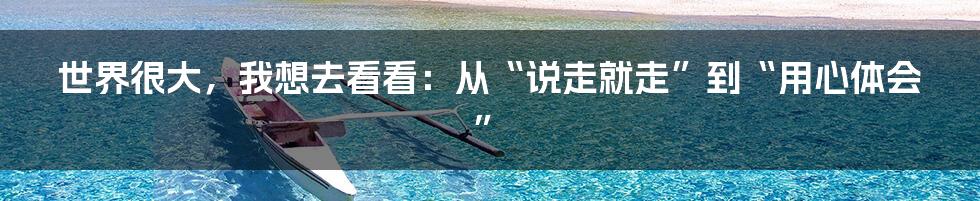 世界很大，我想去看看：从“说走就走”到“用心体会”