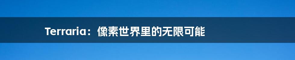 Terraria:像素世界里的无限可能