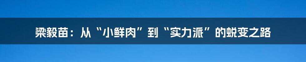 梁毅苗：从“小鲜肉”到“实力派”的蜕变之路