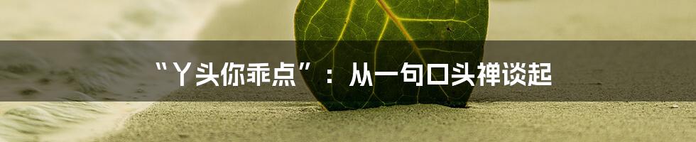 “丫头你乖点”：从一句口头禅谈起