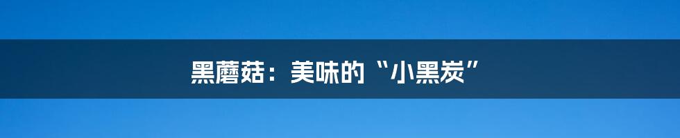 黑蘑菇:美味的“小黑炭”