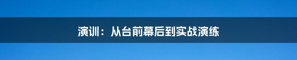 演训:从台前幕后到实战演练