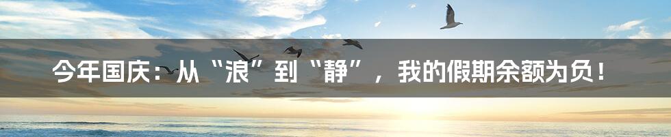今年国庆:从“浪”到“静”,我的假期余额为负!