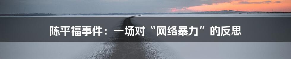 陈平福事件:一场对“网络暴力”的反思