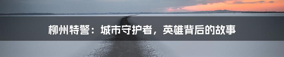 柳州特警:城市守护者,英雄背后的故事