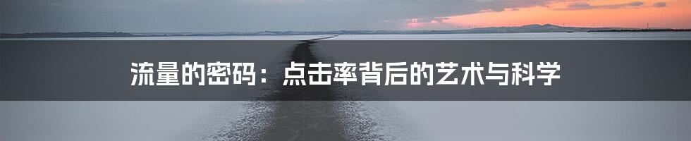 流量的密码:点击率背后的艺术与科学