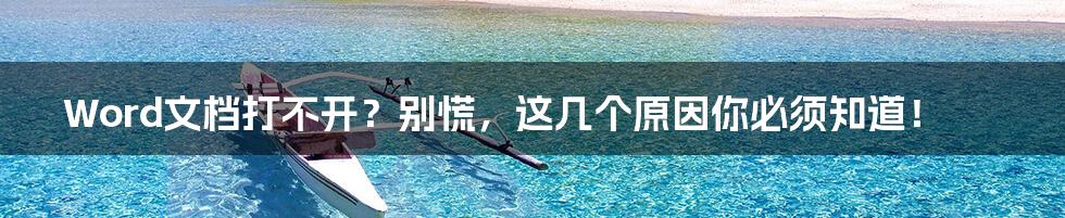 Word文档打不开?别慌,这几个原因你必须知道!