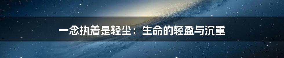 一念执着是轻尘:生命的轻盈与沉重