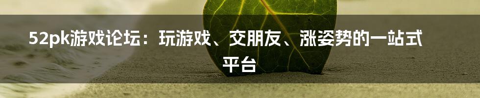 52pk游戏论坛:玩游戏、交朋友、涨姿势的一站式平台