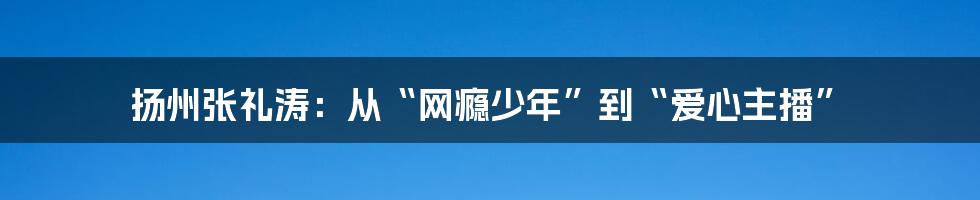 扬州张礼涛:从“网瘾少年”到“爱心主播”