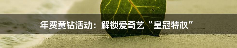 年费黄钻活动：解锁爱奇艺“皇冠特权”
