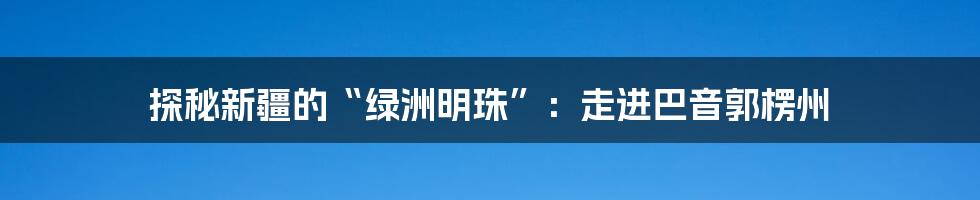 探秘新疆的“绿洲明珠”:走进巴音郭楞州