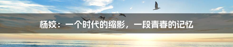 杨姣:一个时代的缩影,一段青春的记忆