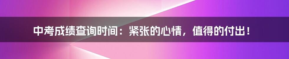 中考成绩查询时间:紧张的心情,值得的付出!