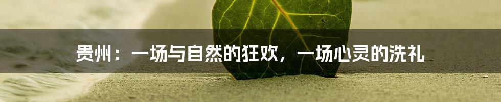 贵州:一场与自然的狂欢,一场心灵的洗礼