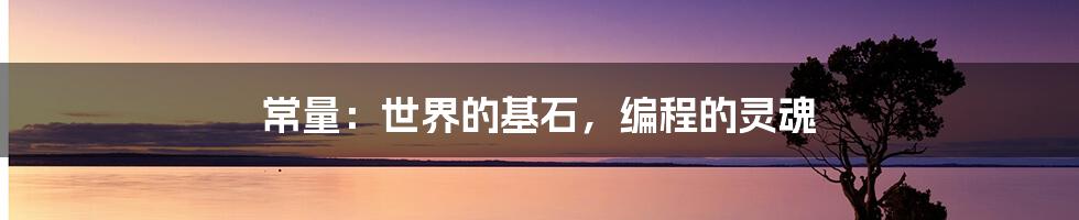 常量:世界的基石,编程的灵魂