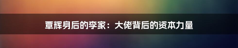 覃辉身后的李家：大佬背后的资本力量