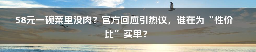 58元一碗菜里没肉？官方回应引热议，谁在为“性价比”买单？