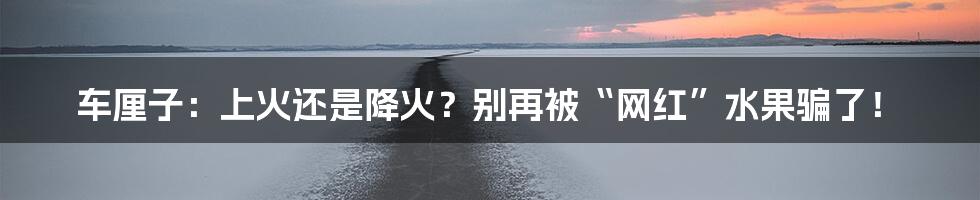 车厘子:上火还是降火?别再被“网红”水果骗了!