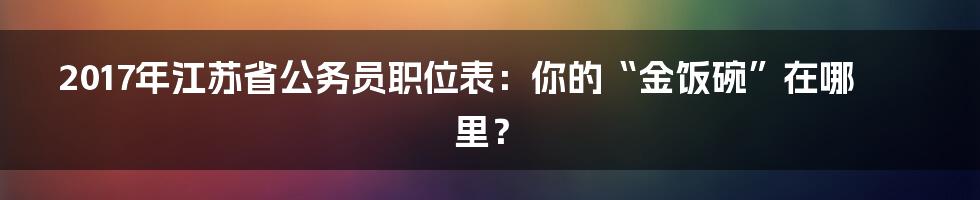 2017年江苏省公务员职位表：你的“金饭碗”在哪里？