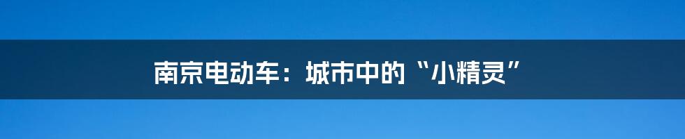 南京电动车:城市中的“小精灵”