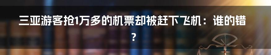 三亚游客抢1万多的机票却被赶下飞机:谁的错?