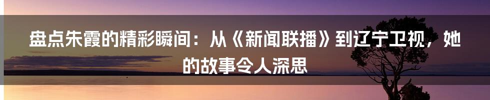 盘点朱霞的精彩瞬间:从《新闻联播》到辽宁卫视,她的故事令人深思