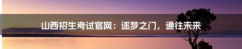 山西招生考试官网:逐梦之门,通往未来