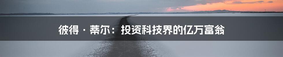 彼得·蒂尔:投资科技界的亿万富翁