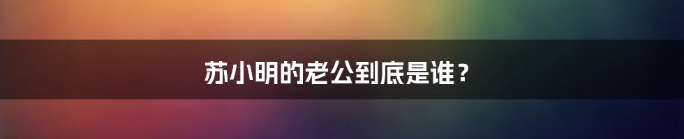 苏小明的老公到底是谁?