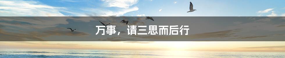 万事,请三思而后行
