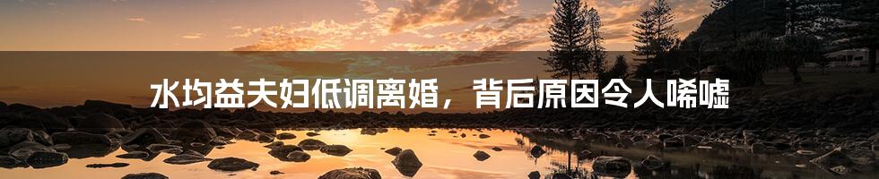 水均益夫妇低调离婚,背后原因令人唏嘘