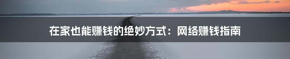 在家也能赚钱的绝妙方式:网络赚钱指南