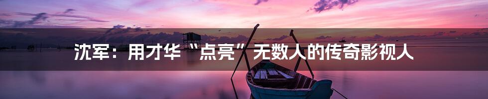 沈军:用才华“点亮”无数人的传奇影视人