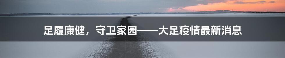 足履康健，守卫家园——大足疫情最新消息