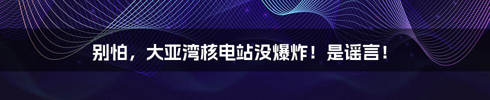 别怕,大亚湾核电站没爆炸!是谣言!