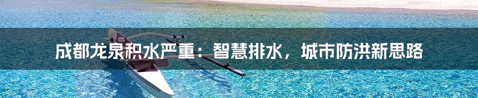 成都龙泉积水严重:智慧排水,城市防洪新思路