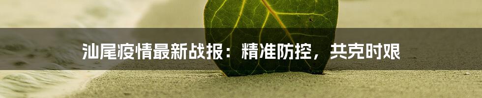 汕尾疫情最新战报：精准防控，共克时艰