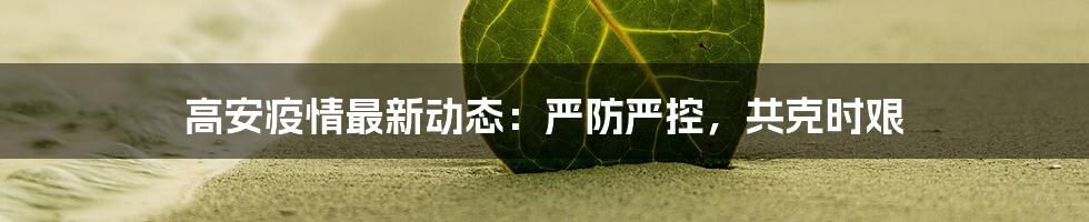 高安疫情最新动态：严防严控，共克时艰