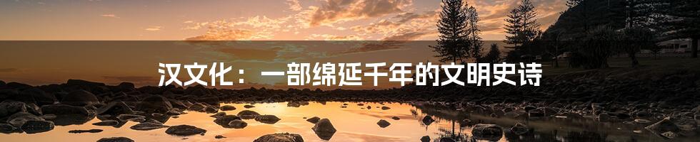 汉文化：一部绵延千年的文明史诗