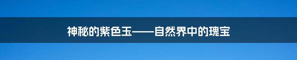神秘的紫色玉——自然界中的瑰宝