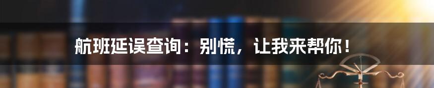 航班延误查询：别慌，让我来帮你！