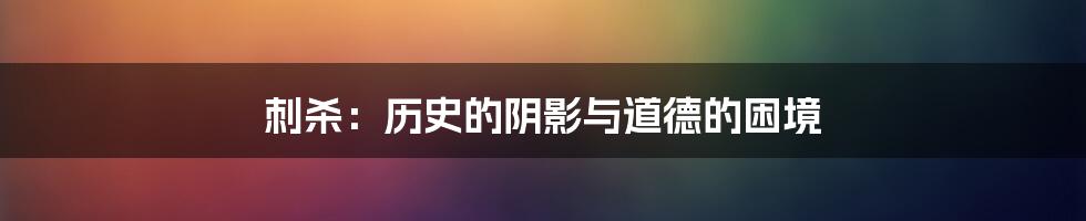 刺杀:历史的阴影与道德的困境