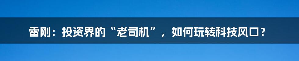 雷刚:投资界的“老司机”,如何玩转科技风口?