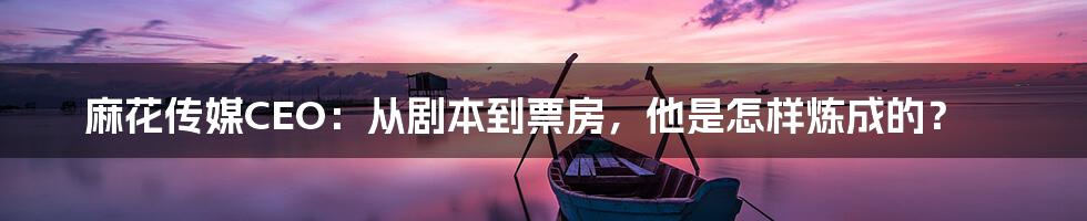 麻花传媒CEO:从剧本到票房,他是怎样炼成的?