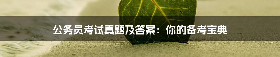 公务员考试真题及答案:你的备考宝典
