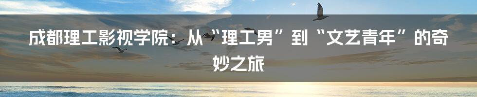 成都理工影视学院:从“理工男”到“文艺青年”的奇妙之旅