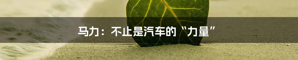 马力:不止是汽车的“力量”