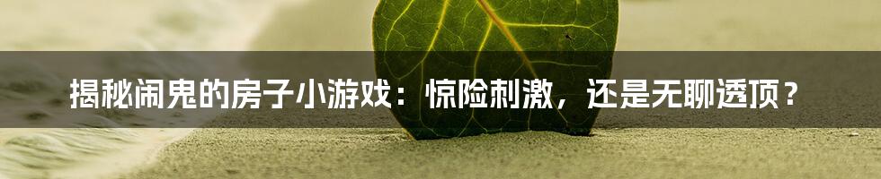 揭秘闹鬼的房子小游戏:惊险刺激,还是无聊透顶?